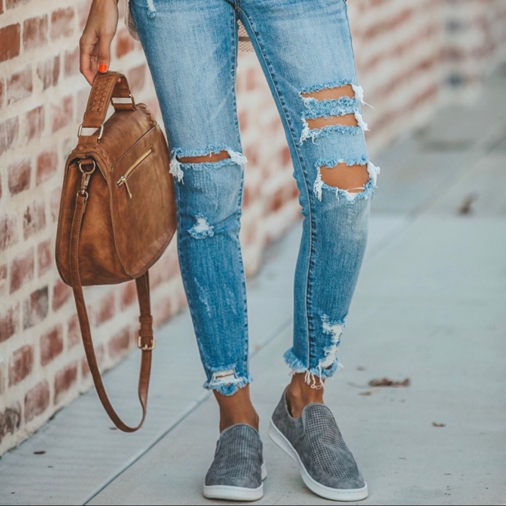 SIZE CLEARANCE-FIRM‼️ Gray Perforated Sneakers - Picture 3 of 8